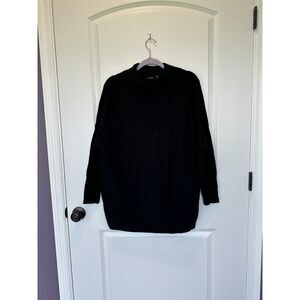 Aanrabess Black Ribbed Mock Neck Tunic Sweater Size XS